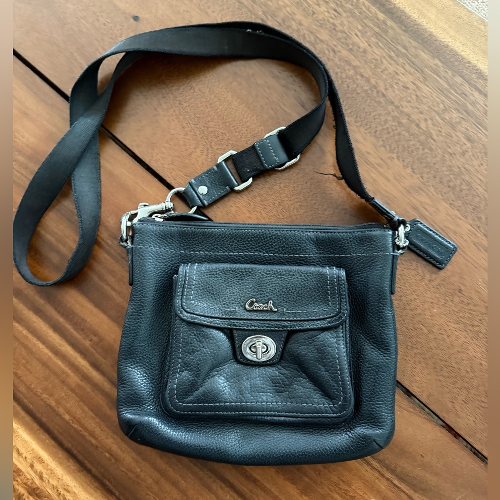 Coach Black Pebbled Leather Shoulder Bag